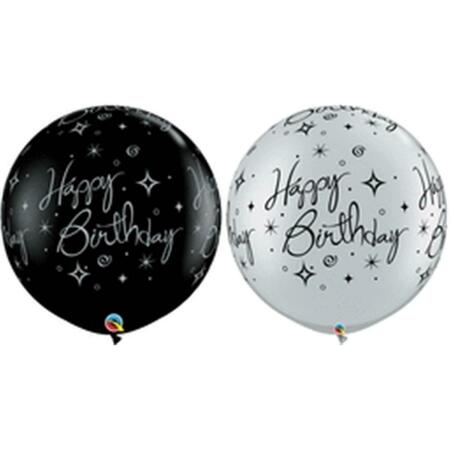 MAYFLOWER DISTRIBUTING 30 in. Birthday Sparkle Swirl A Round Latex Balloon 85900